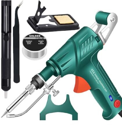 Internally Heated Industrial Welding Tools, Automatische Elektronik Lötpistole Kit, Lötpistole mit Schweißdraht, Handheld Entlöten Zinnpistole, für Elektronik, Autoreparatur, Heimwerker (Grün)
