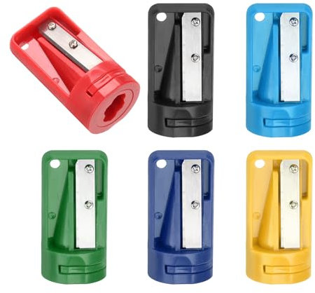 QUARKZMAN 6 Stück Zimmermanns Bleistiftspitzer Tischler Bleistiftspitzer für Zimmermannsbleistift Tragbares Bleistift Spitzer Anspitzer für Holzbearbeitung（Sechs Farben）