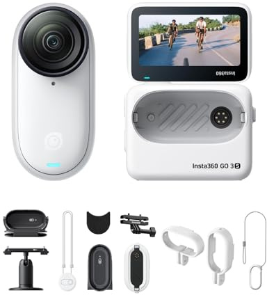 Insta360 GO 3S Fahrrad-MultiView-Bundle 128 GB Weiß - Tragbare 4K Mini-Kamera, Freihand-POVs, Überall anbringbar, Stabilisierung, 140 min Akku, 10 m wasserdicht, KI-Bearbeitung, Apple Find My