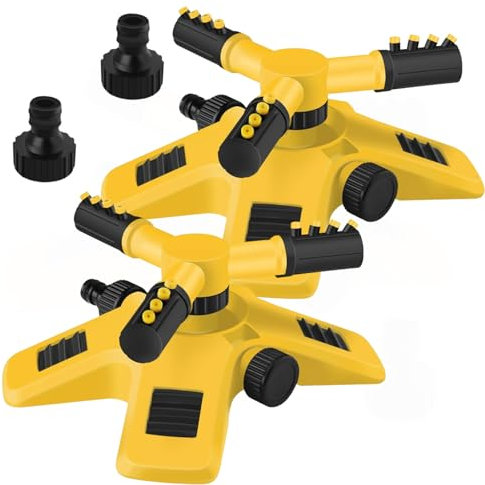 360 Grad Kreisregner Rasensprenger, Wassersprinkler Garten Kinder, Garden Sprinkler für Lawns, 3-Arm Sprenger Rotierende Garten Sprinkler für Bewässerungsanlagen für Rasen, Pflanzen, Blumen (2)