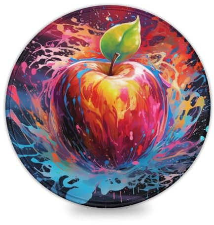 LLONGKT Tappetino per mouse colorato Apple Gaming (20,3 cm), impermeabile, con base antiscivolo e bordo cucito, per ufficio/gaming
