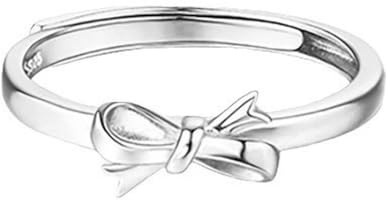 Damen-Ring aus 925er Sterlingsilber mit Schleife, verstellbar, offen, minimalistischer Schmuck