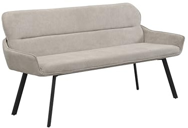 byLIVING Bank RICO, Taschenfederkern, aufgedoppelter Rücken | Webstoffbezug in taupe, Gestell schwarz, Esszimmerbank, Sitzbank, B 160 x H 90 x T 62 cm