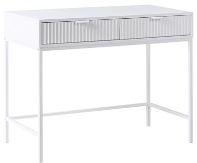 Beliani 2 Drawer Console Table Storage Unit Fluted Design Engineered Wood MDF White Adelaide