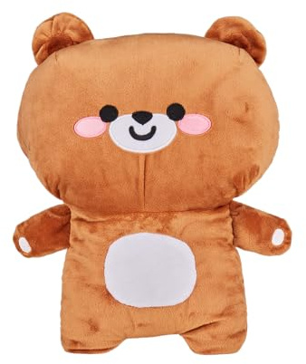 Cartomania Wärmflasche mit Tiermotiv, kuschelig weicher Bezug, auslaufsicher, Bettflasche & Kissen, für Schmerzlinderung und Kuschelzeit, Geschenkidee für Kinder & Erwachsene, mit Teddy, braun