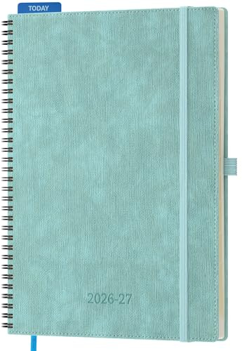 IN-LUXPRO Kalender 2026 2027 Wochenplaner Ringbuch A4 | 18-Monate Terminplaner Juli 26-Dez 27 | Buchkalender Ringbuch mit Stifthalter & Monats-Register | Vertikal Planer 1 Woche 2 Seiten - Himmelblau