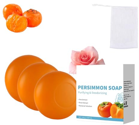 Persimmon Soap Bar for Body Odor Control, Natural Deodorant Soap for Old People Smell & Strong Odor, Persimmon Stückseife für Frauen und Männer, Beseitigung von Körpergerüchen (3)