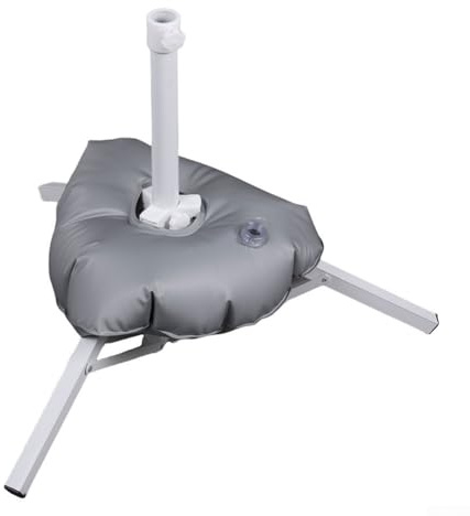 LatoYard Base per ombrellone quadrata riempita d'acqua per vele ombreggianti da spiaggia e giardino, supporto treppiede in acciaio per pali da 25-35 mm, bianco