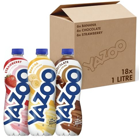 Yazoo Family Variety Ready-To-Drink Milkshake Bundle 1 litre (Pack of 18) – Chocolate, Banana And Strawberry Dairy Beverage High In Protein And Calcium