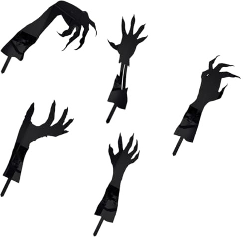 PACKOVE Panneaux D'halloween Jardin 5pcs en Acrylique Noir Piquets Légers et Faciles à Utiliser pour Décoration Extérieure Spéciale Halloween