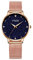 Alienwork Montre Femme Or Rose Doree Bracelet Maille Noir Cadran en marbre véritable