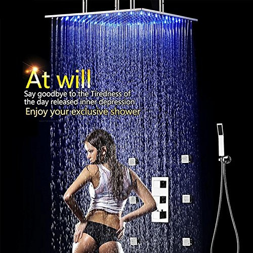 Gowe? Grifo Mezclador termostático de Pared de Lujo con alcachofa de Ducha LED DE 50,8 cm