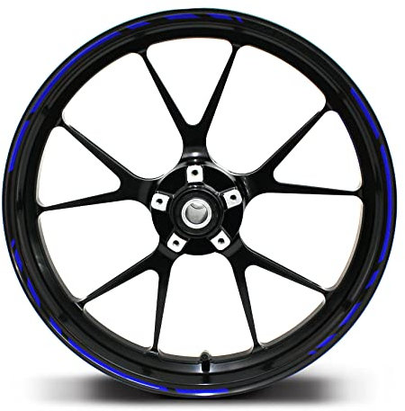 Felgenrandaufkleber Speed Design 12 Teilig Komplett-Set -Finest Folia passend für 17 Zoll & 16 18 19 Felgen Motorrad Auto Fahrrad MR002 (Blau)