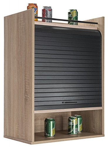 SIMMOB Meuble de Cuisine Chêne Rideau Noir ou Blanc 4 Niches 54 x 76.6 x 35,4 cm - Noir