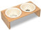 Navaris Gamelle Double Chien ou Chat - Gamelles Céramique avec Support en Bois Design - 2X Bol 360 ML avec Porte-Gamelles pour Croquette Eau Pâtée