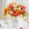 LESING Künstliche Blumen mit Vase, Seidenrosen, Hochzeitsblumen, Blumensträuße, Zuhause, Büro, Party, Konferenzraum, Dekoration (Sonnenuntergang 1)