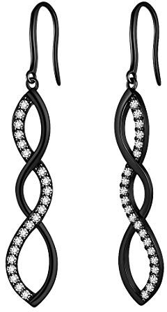 Aurora Tears Damen 925 Sterling Silber Ohringe Ohrhänger Spirale Design mit klein Kristall DE0062B