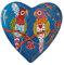 Maxwell & Williams Love Hearts Plato con Forma de Corazón Rainbow Girls con Diseño de Loros de Porcelana, 15,5 cm – Azul