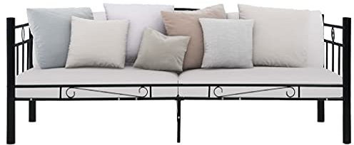 vidaXL Bettgestell Bett Metallbett Schlafzimmerbett Einzelbett Ehebett Bettrahmen Schlafzimmermöbel Lattenrost Schwarz Metall 90x200cm