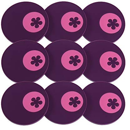 Kochblume Multi-Untersetzer 9er-Set, Glasuntersetzer, Löffelablage, Topfuntersetzer, Handy Ablage, Flaschenuntersetzer, Silikon Pad, rutschfest, spülmaschinenfest | in der bunten Box (lila)