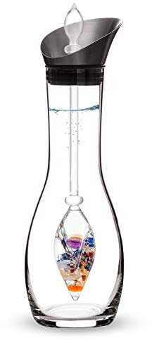 VitaJuwel Era AYURVEDA | Edelsteinwasserset mit Milchopal, Amethyst, Bergkristall, Lapislazuli, Granat, Karneol, Orangencalcit (Karaffe & Edelsteinphiole)