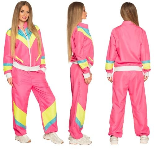 Boland 88532 - Kostüm Trainingsanzug 80er Jahre mit Taschen, Jacke und Hose, Campinganzug, Jogginganzug, Junggesellenabschied, Retro Style, Sportler, Gruppenkostüm, Motto Party, Karneval