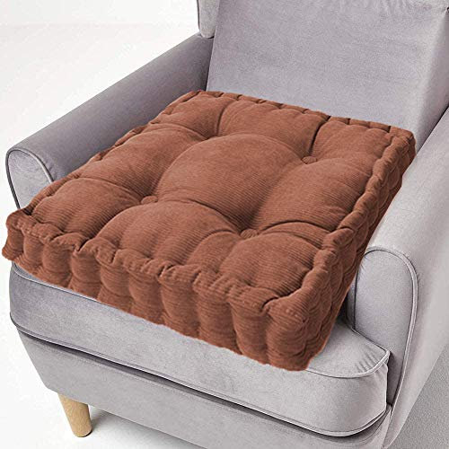 ping bu Sitzkissen, 100 % Baumwolle, 10 cm dick, groß, 50 cm, quadratisches Sitzkissen für Erwachsene, Stuhl, Sessel, Garten (50 x 50 cm, braun)