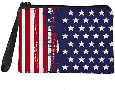 TOADDMOS Petit porte-monnaie avec fermeture éclair pour femme et fille Motif écailles de poisson sirène, drapeau des états-unis, Taille unique, Pochette à monnaie