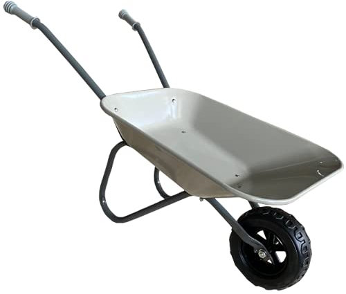 ASC New Child Kids Metal Wheelbarrow - Grey/Grey - Toy, Play, Farm, Gardening