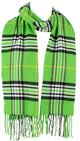 Hat To Socks Herrlich Weicher Klassisch Karierter Winterschal für Damen und Herren - Warm und Elegant (Lime)