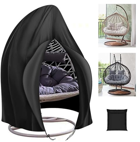 SIRUITON 220x230cm 420D Regenabdeckung Abdeckung für Hängesessel Schwingsessel Reißfest Oxford Gewebe und Innen mit PVC Beschichtet Schwarz -18 Monate Garantie