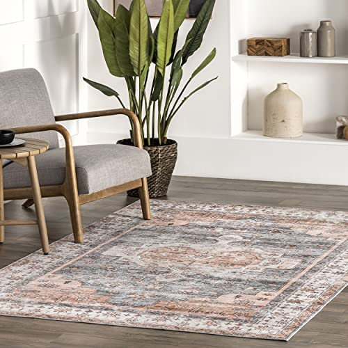 nuLOOM Banks Vintage Maschinenwaschbarer Teppich, 2,4 x 3,4 m, Hellgrau