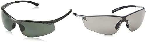 Bolle Safety - Contour Safety Glasses - Polarised Bundle with Bolle SILPSF Glasses Metal Frame with Tipgrip PC Anti-Scratch and Fog Lens, Smoke