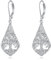 VONALA Tree of Life Filigree Leverback Drop Earrings 925 Sterling Silver Teardrop Earrings Tree of Life Dangle Dangling Jewellery Gifts for Women Mum Girls