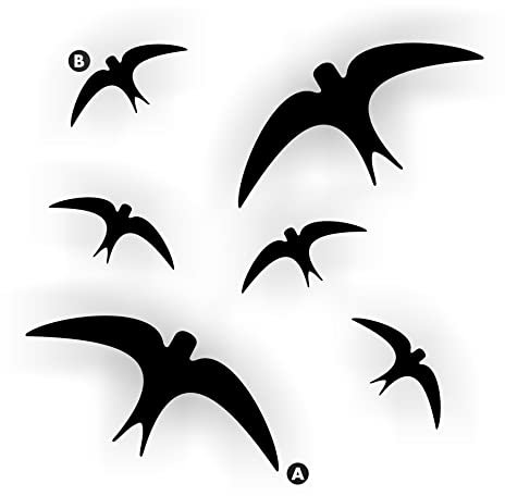 Rondine Adesivi per la protezione degli uccelli set 6 uccelli colore Nero
