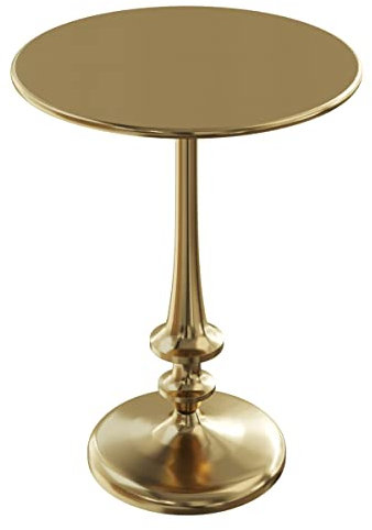 Lavish Home Side Table - Iron Pedestal Table with Antiqued Brass Finish for Couch, Loveseat, Entryway, or Bed - Vintage Living Room Furniture