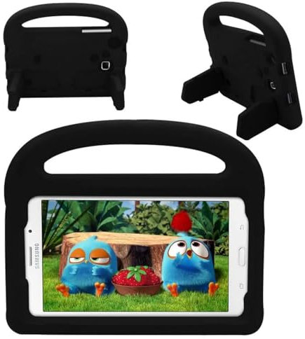 Custodia per tablet per Samsung Galaxy Tab E Lite 7.0 pollici SM-T113/T110, adatta ai bambini, manico con supporto, copertura sicura in schiuma EVA, leggera, antiurto, nera
