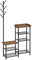 HOMCOM Meuble d'entrée vestiaire entrée 2 en 1 Design Industriel Porte-Manteaux et étagères à Chaussures en Acier - 92,5 x 28,2 x 182 cm Noir
