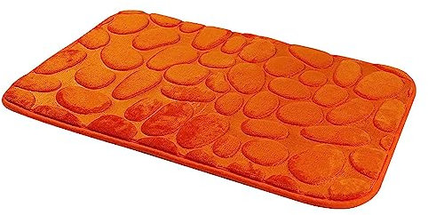 Hiseng Memory Foam Matte, Waschbar Anti-Rutsch Badematte, Super Wasserabsorbierende Weiche FußMatte Memoryschaum Badeteppiche, Leicht Zu Reinigen Badvorleger (50x80cm,3D Orange)