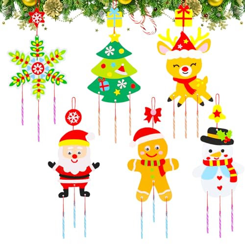 6 Stück Filz Bastelset für Weihnachten - Anhänger und Kunsthandwerk zum Basteln für Kinder - Weihnachtsbaum Deko und Geschenk