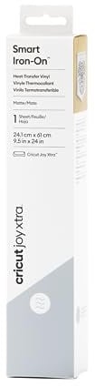 Cricut Transferfolie Textil | Silber | 0.6m | Übertragungsvinyl-Rolle | Flexfolie zum Aufbügeln auf T-Shirt | Für alle Cricut Schneidemaschinen geeignet | Joy Xtra Smart HTV Iron-ON