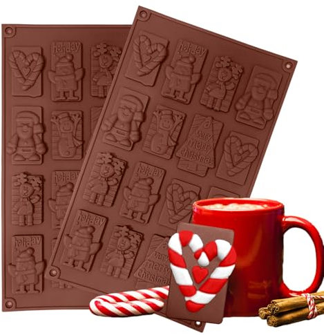 2pcs Silikon Weihnachten Schokoladenformen, Silikon Plätzchen form, für Weihnachtskuchen, Süßigkeiten, Schokoladenseife