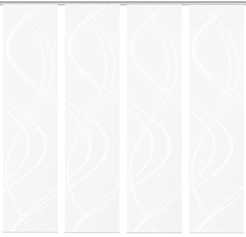 Home Fashion Schiebevorhang TIBERIO aus Dekostoff und Voile mit Scherli 245 x 60 cm, Farbe:wollweiß, Größe:245 x 60 cm, Anzahl:4er Set (4X Deko)
