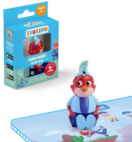 Edurino Niki - Wortspiele, Lesen & Schreiben, Alphabetisierungsfähigkeiten - Lernspielzeug für Kinder ab 4 Jahren - Enthält 1 x Niki-Figur, App-Zugriff, verbessert den Wortschatz, interaktives Lernen