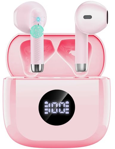 Wireless Earbuds, Bluetooth 5.3 Earbuds in Ear with ENC Noise Cancelling Mic, Bluetooth Headphones 40H Playtime, HiFi Stereo Deep Bass Wireless Earphones, IP7 Waterproof, USB-C Fast Charge Rose Pink