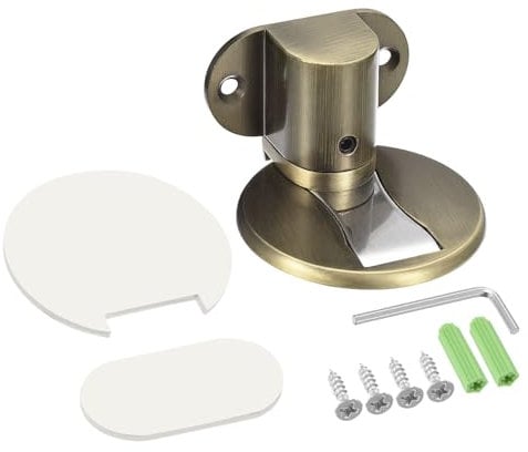 uxcell Magnetic Door Stopper, Adjustable Door Stops Door Catch Magnets Floor Door Holder with Self Adhesive and Screws, Bronze Tone