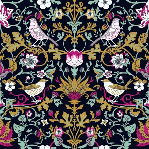 BaoHArtHome Vintage William Morris Peel and Stick Wallpaper Abstract Contact Paper for Bathroom Home Wall Deor Wallpaper 17.7in x 32.8ft