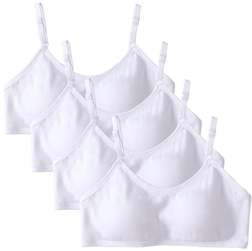 4er-Pack Mädchen Sport BHS Teens Unterwäsche mit Fest Gepolsterte und Verstellbarem Schultergurt Bralette Top Bustier für 10-18 Jahre Kinder und Kleine Brüste Damen
