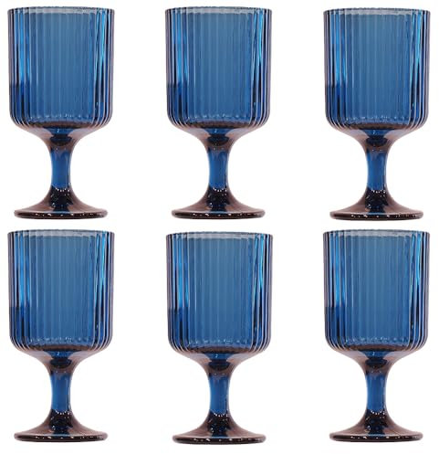 KEDEA 6 Calice Acqua Effetto Lucentezza, Calice Vino Rosso Elegante, Lavabili In Lavastoviglie, Calici In Pasta Colore, Multicolore Collezione Charleston Calice Acqua Blu