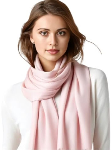LA FERANI Sommerschal Damen Kaschmir extra dünn Halstuch Stola 200x70 rosa leicht durchsichtig Umschlagtuch für Sommer Saison Casual Business Style Hochzeit Geschenk für Sie (Rosa)